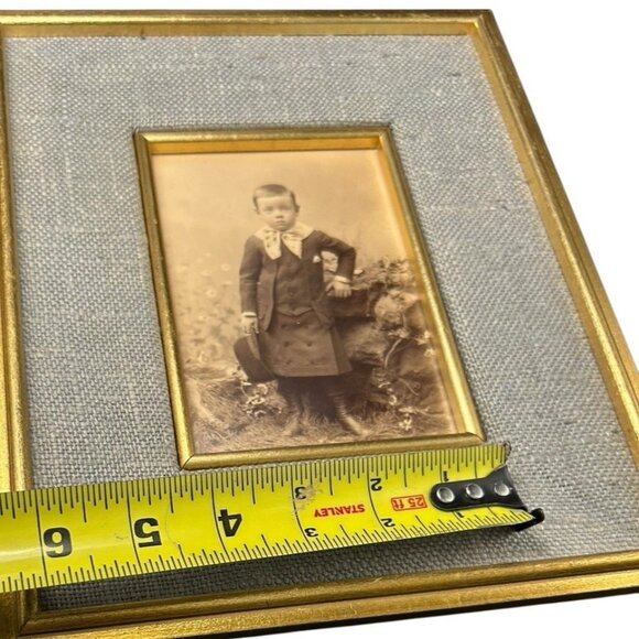 Vintage 4"x6" E.J.Hill? Photo Handsome Dk Hair Toddler Boy in Skirt Custom Frame - Picture 6 of 12